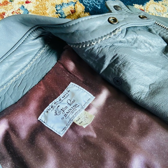 The Old Mill Grey Leather Biker Jacket - Size 38/S - Picture 2 of 4